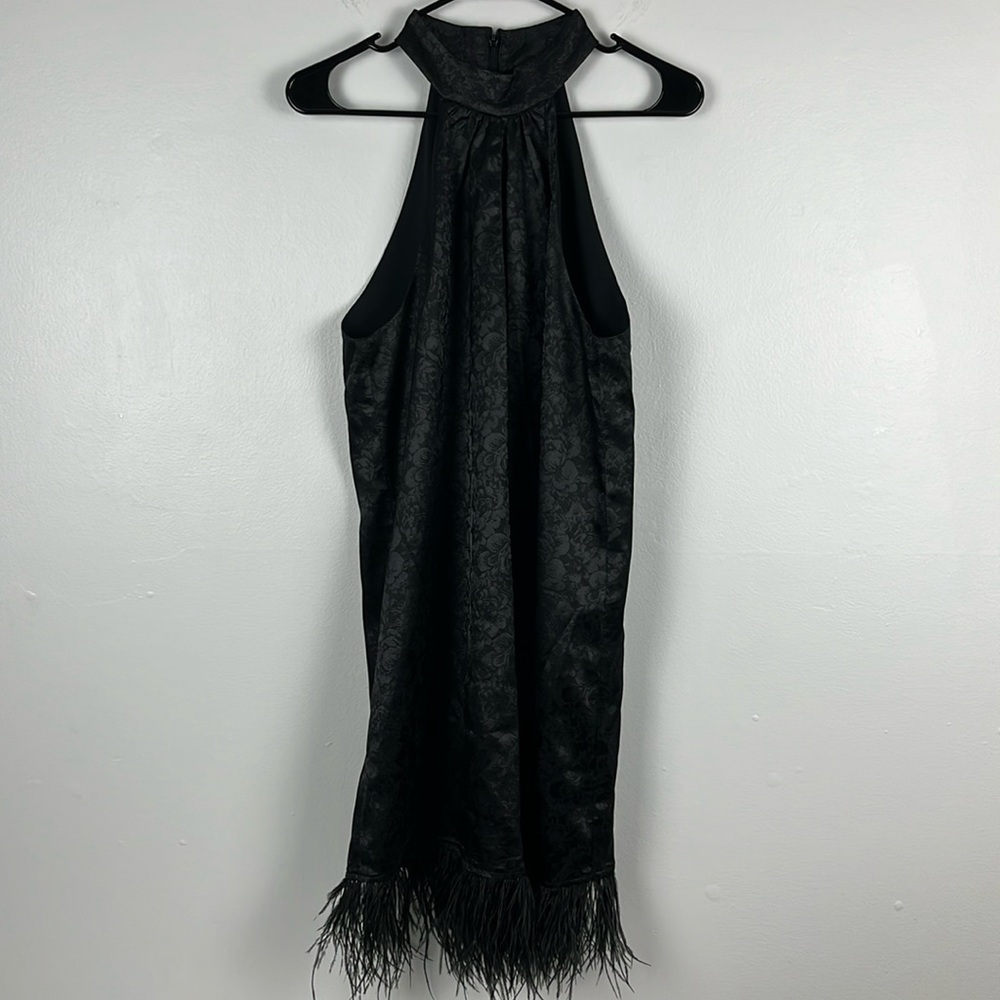WAYF Halter Sleeveless peekaboo Bodice Feathered Hem Small Back Zipper Sexy